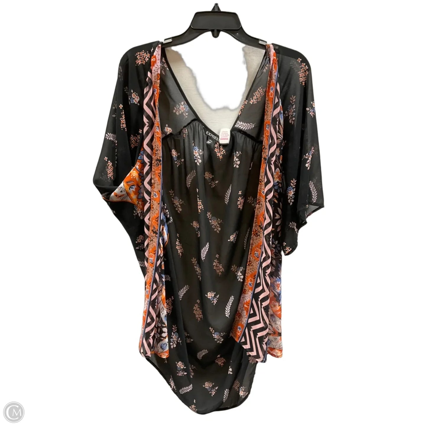 Shawl By Express In Blue & Orange, Size: Osfm
