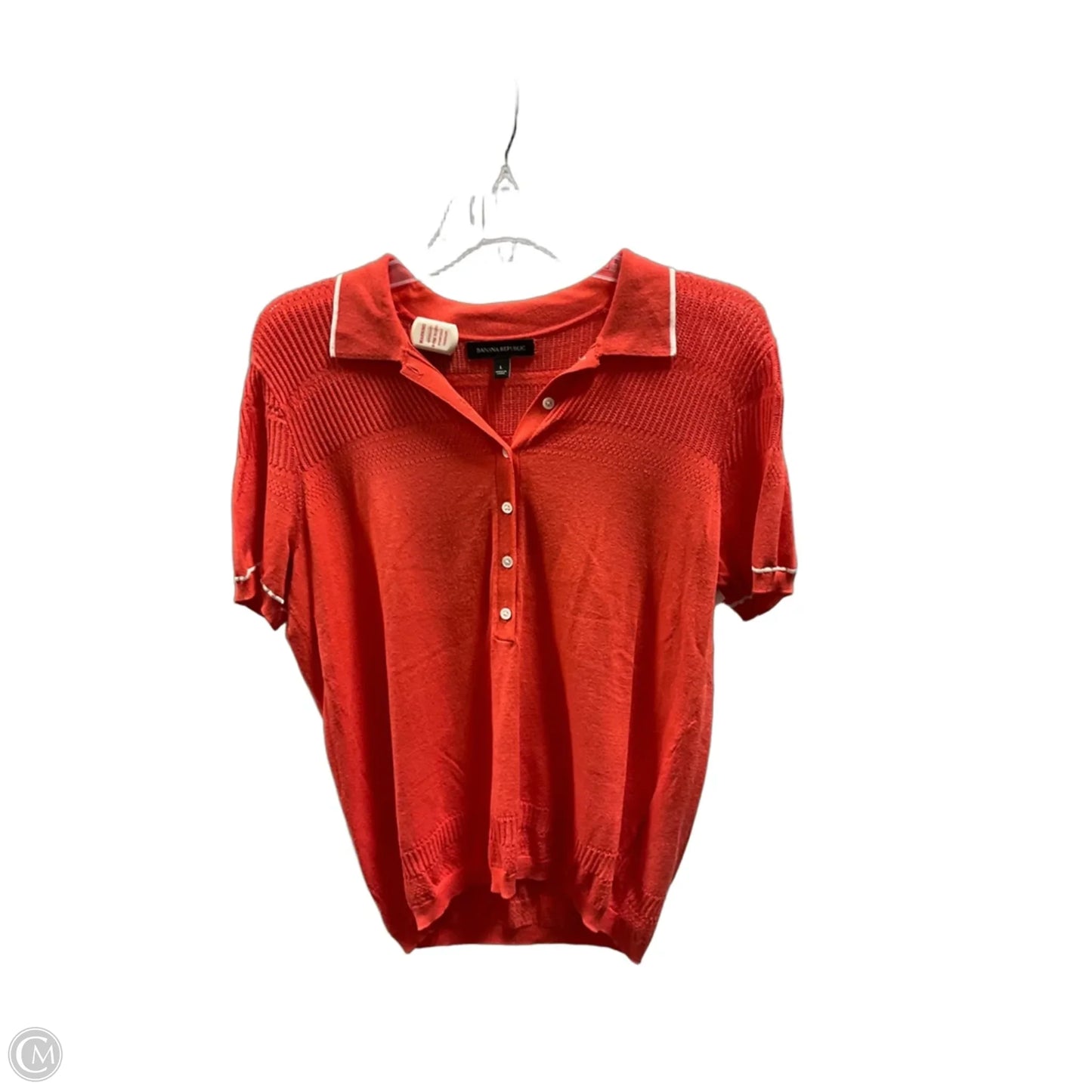 Top Short Sleeve By Banana Republic In Orange, Size: L