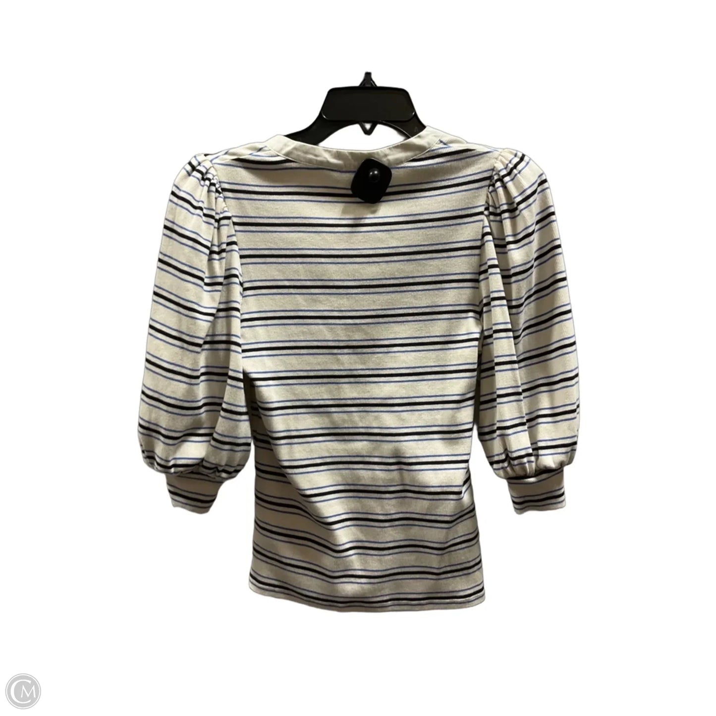 Top Short Sleeve By Express In Blue & Cream, Size: S