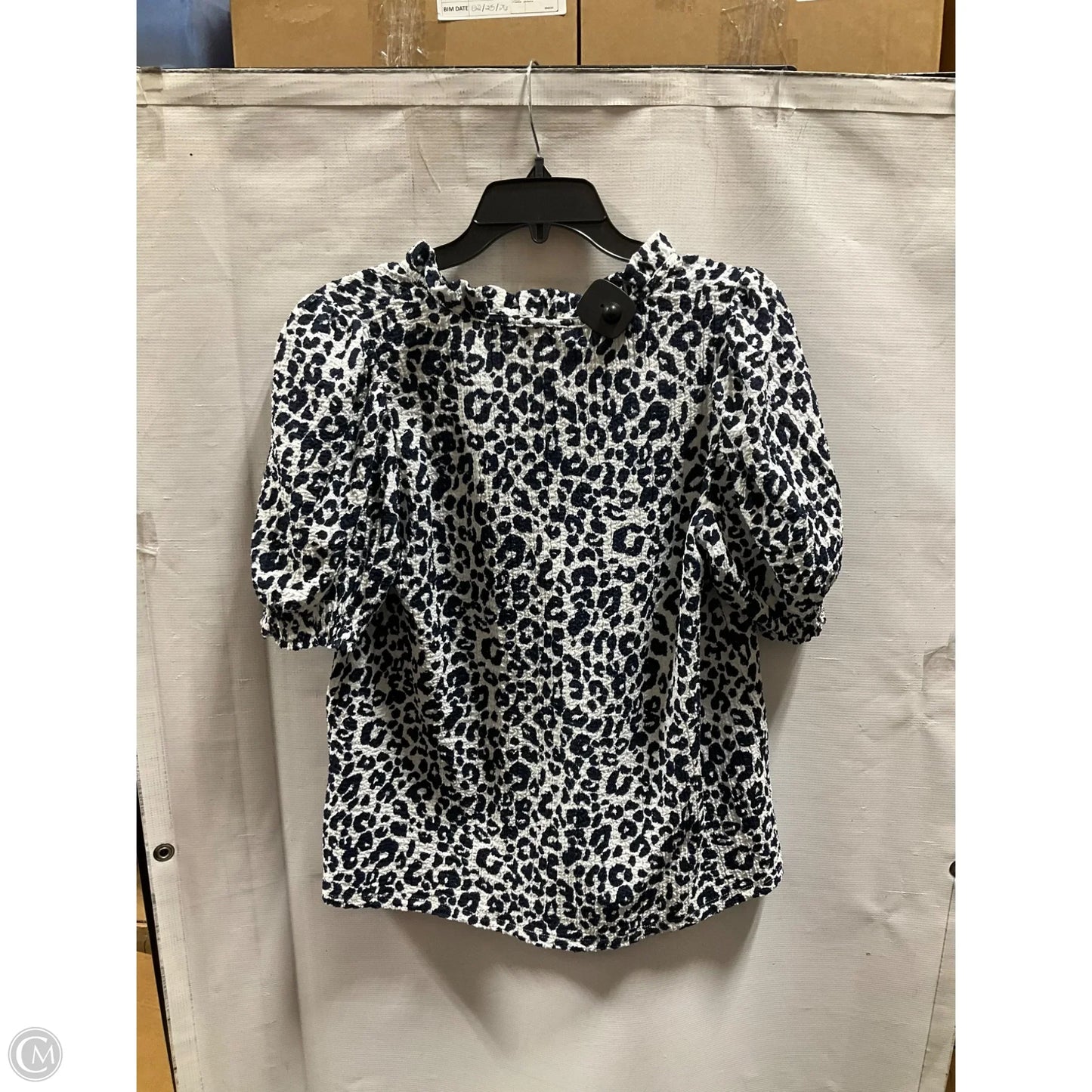 Top Short Sleeve By Loft In Blue & White, Size: M