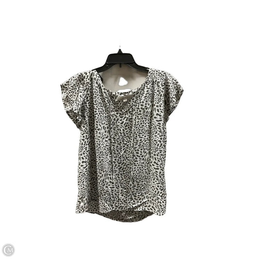Top Short Sleeve By Loft In Green & White, Size: L
