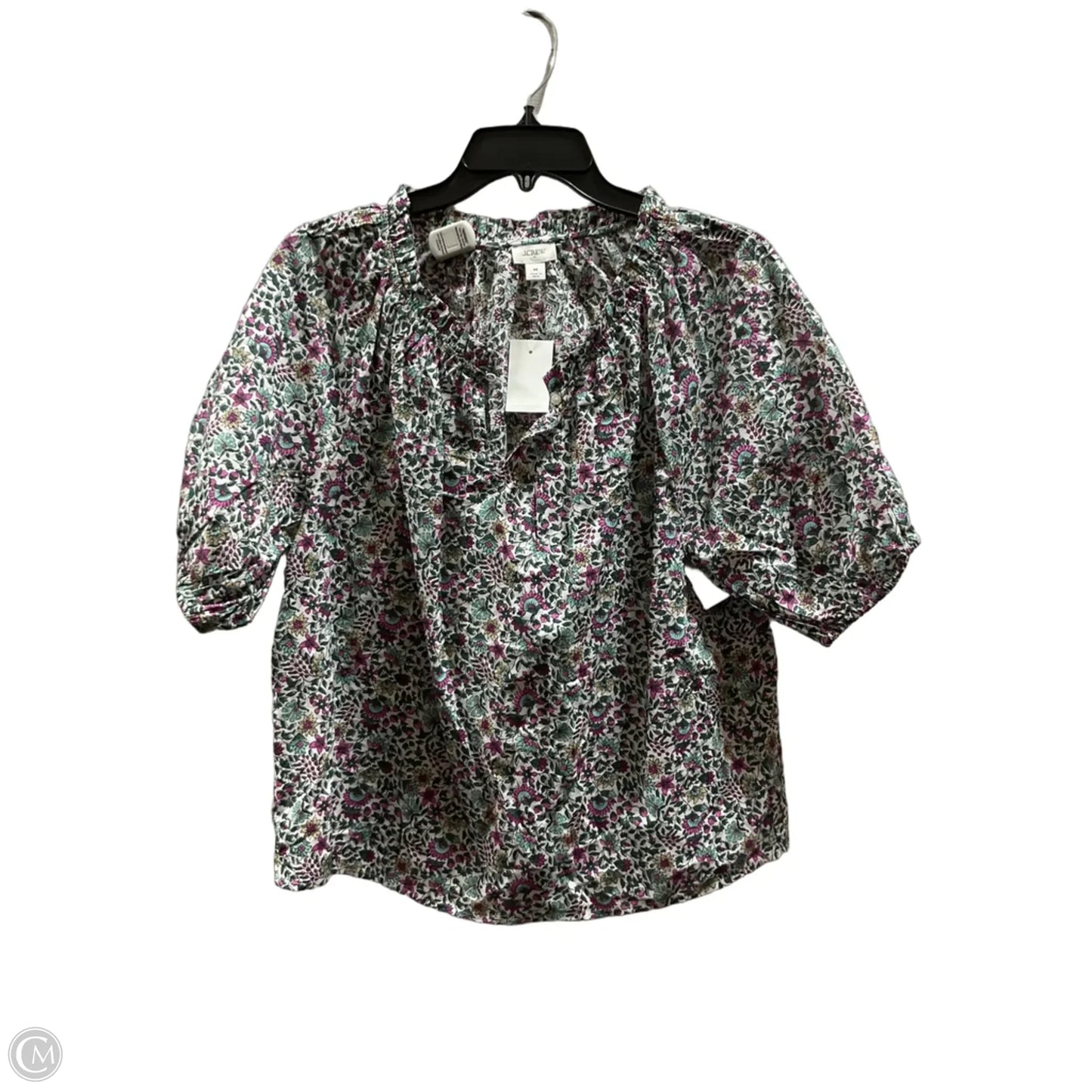 Top Short Sleeve By J. Crew In Green & Purple, Size: M
