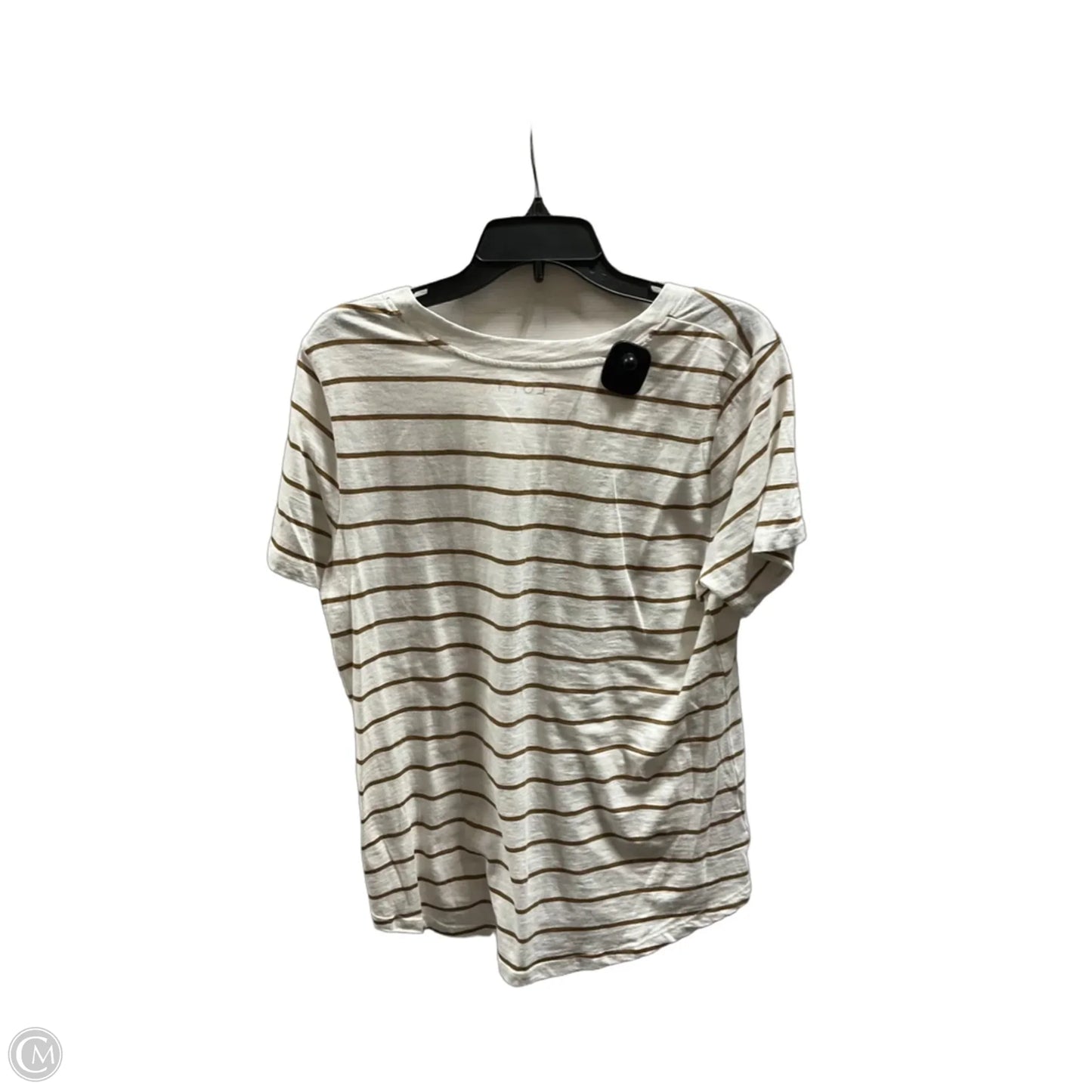 Top Short Sleeve By Loft In Tan & White, Size: M