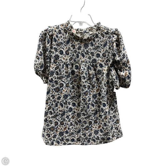 Top Short Sleeve By Loft In Blue & Brown, Size: M