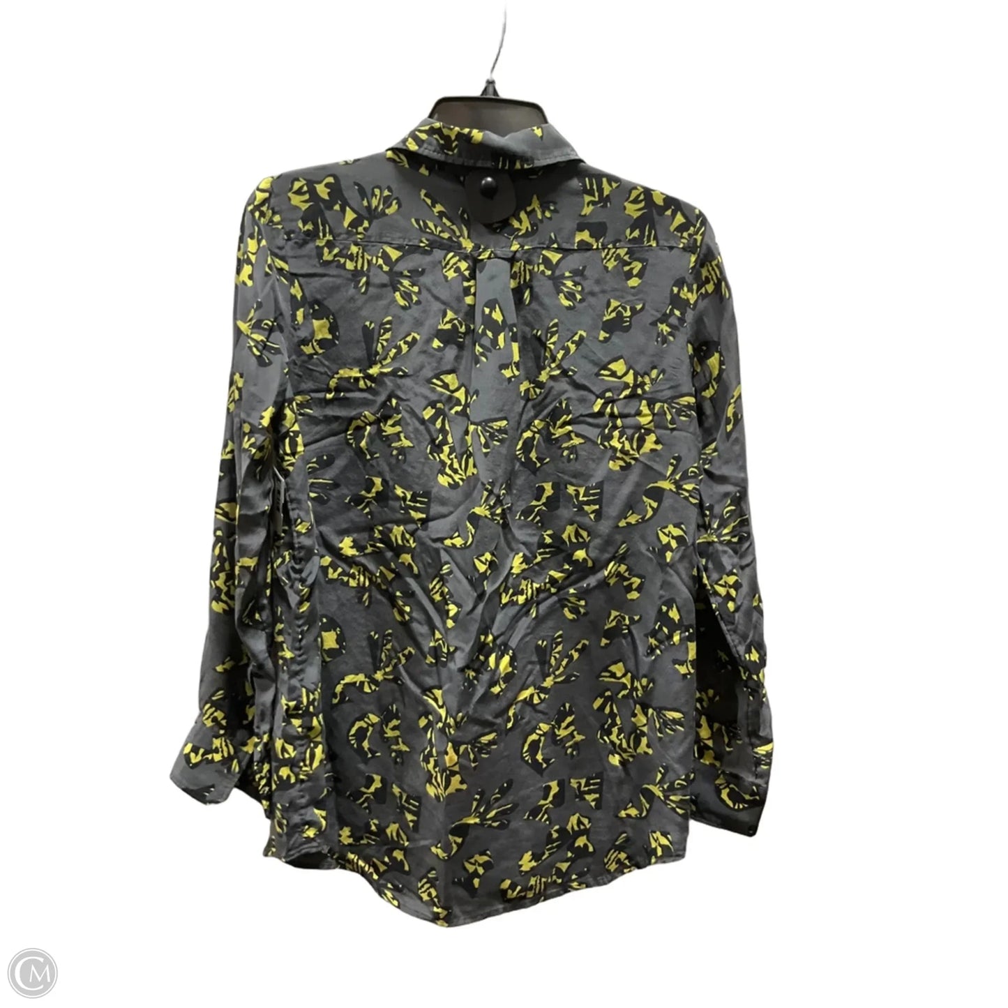 Blouse Long Sleeve By Banana Republic In Green & Grey, Size: Xs