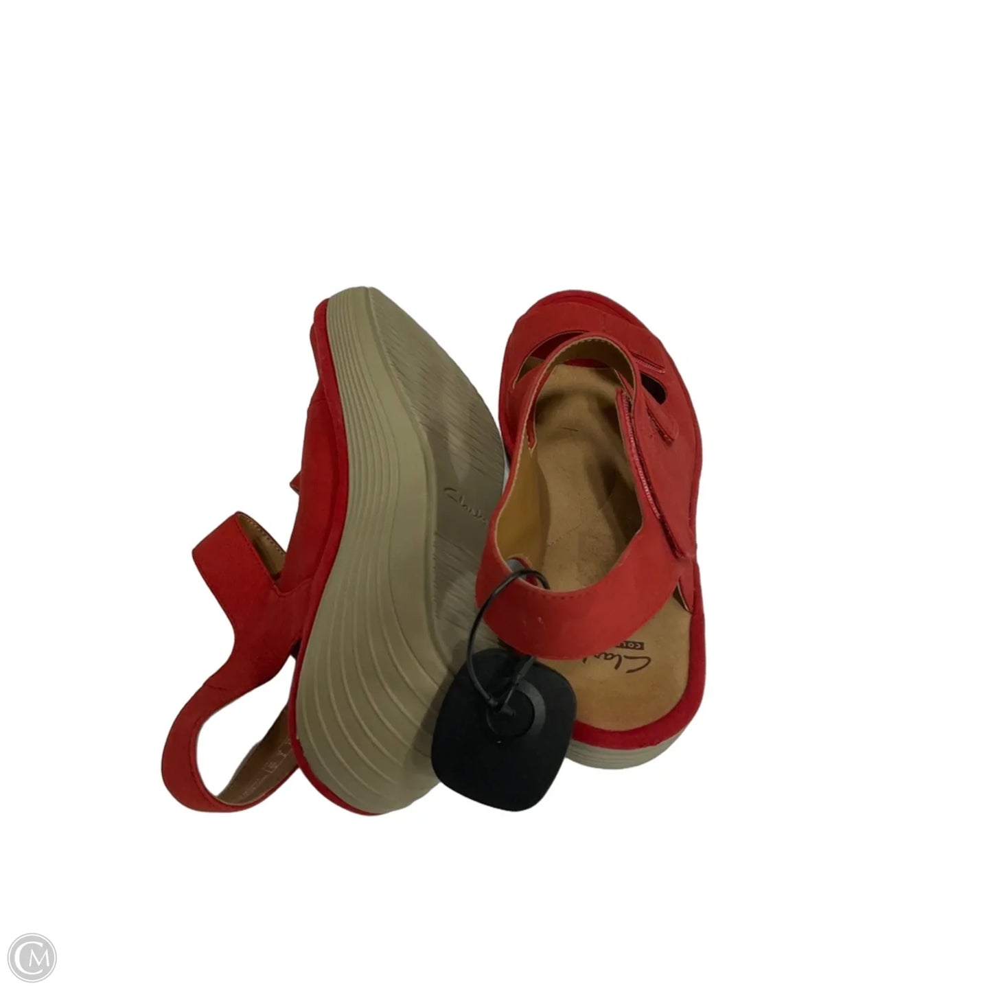 Sandals Heels Wedge By Clarks In Red, Size: 9