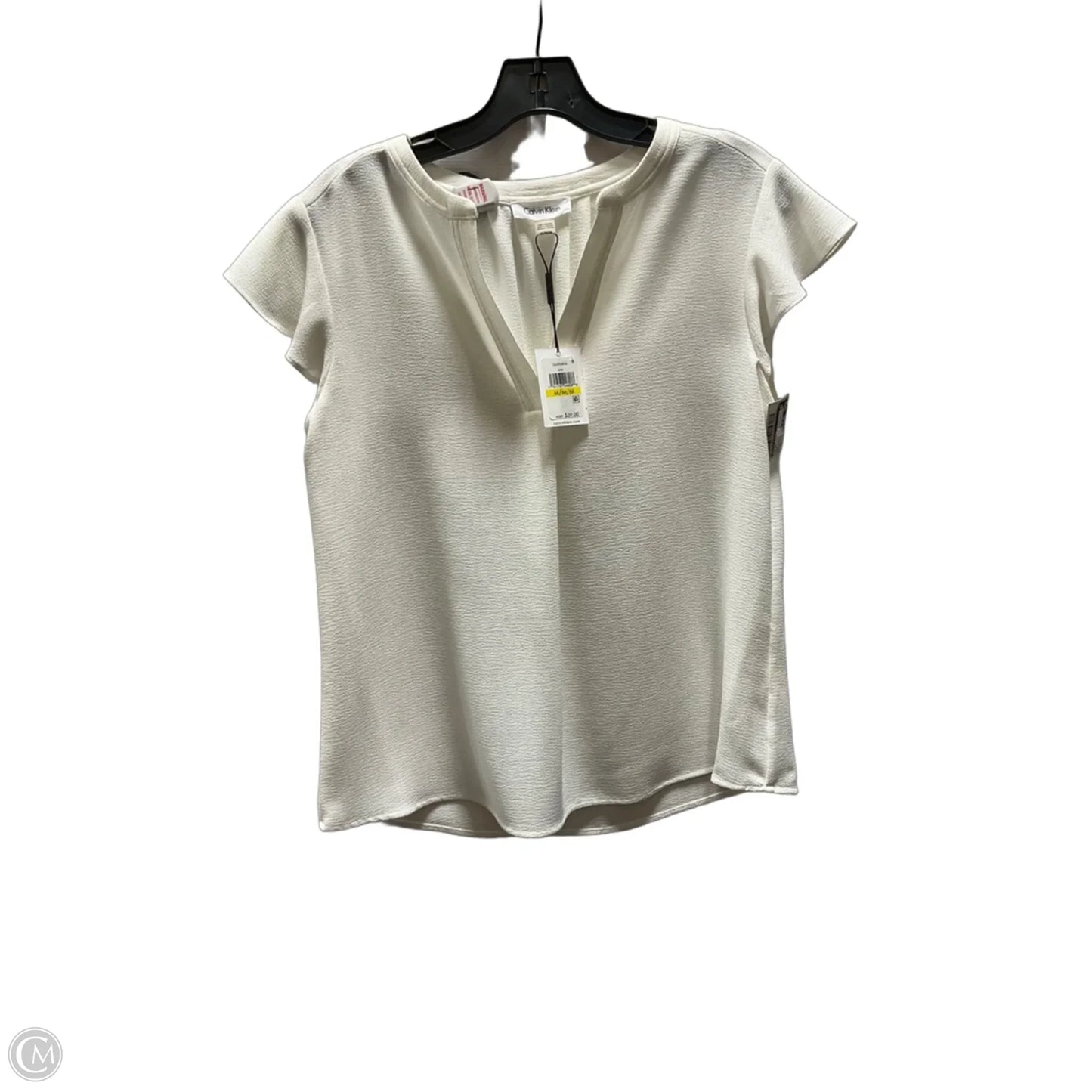 Top Short Sleeve By Calvin Klein In Cream, Size: M