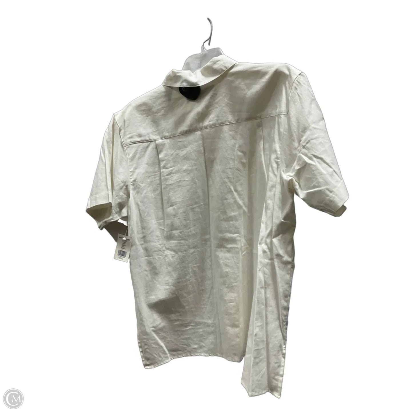 Blouse Short Sleeve By Karen Scott In Cream, Size: L