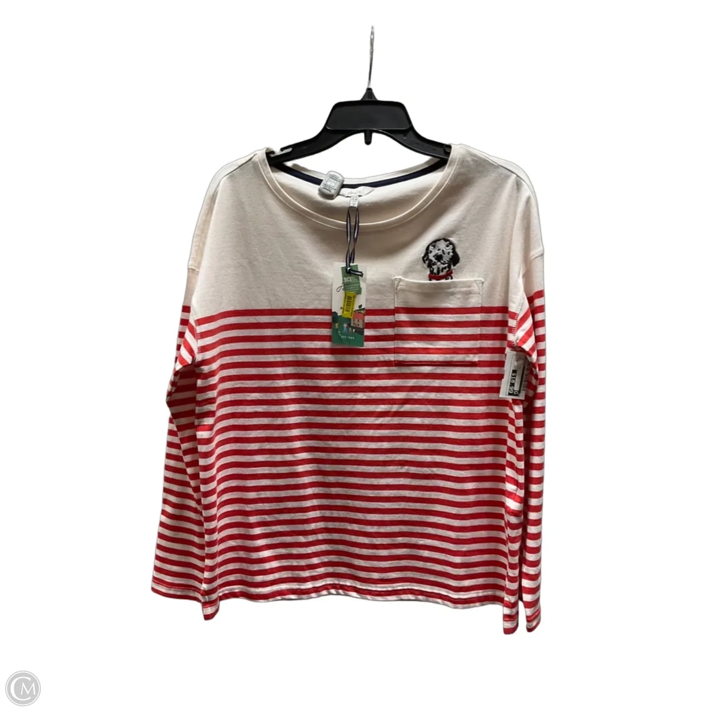 Top Long Sleeve By Joules In Cream & Red, Size: M