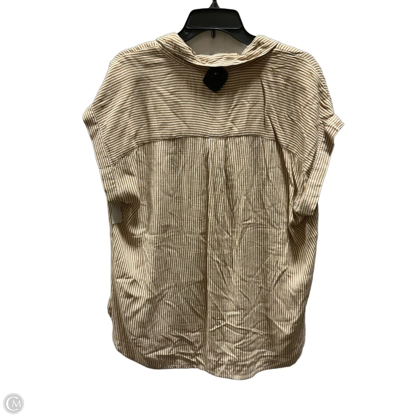 Top Short Sleeve By Loft In Tan & White, Size: M