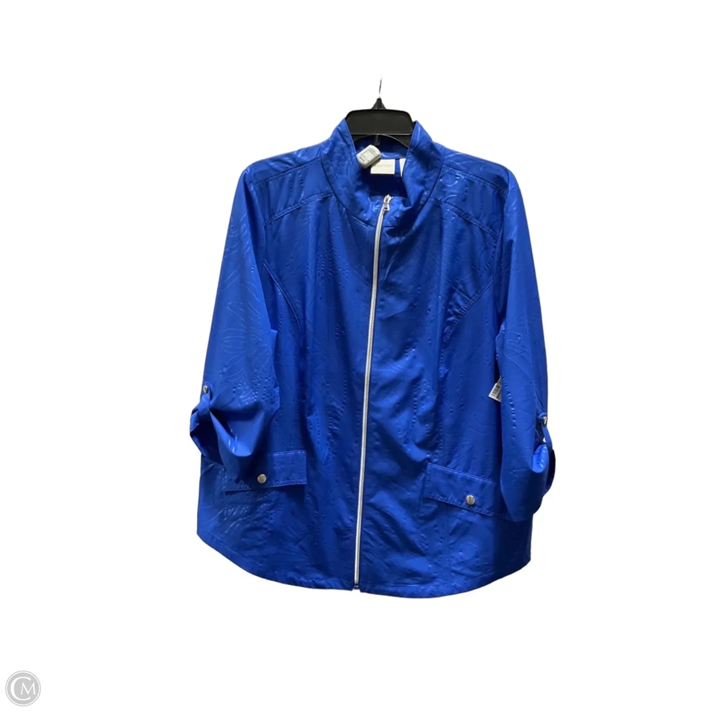 Athletic Jacket By Chicos In Blue, Size: Xl