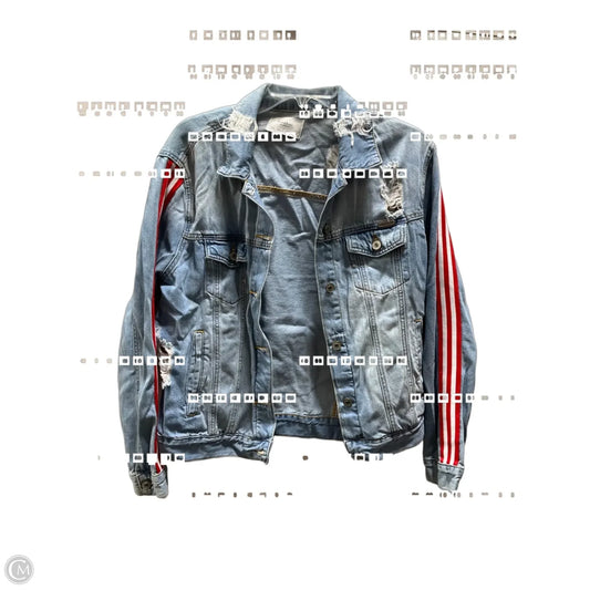 Jacket Denim By Kancan In Blue & Red, Size: L