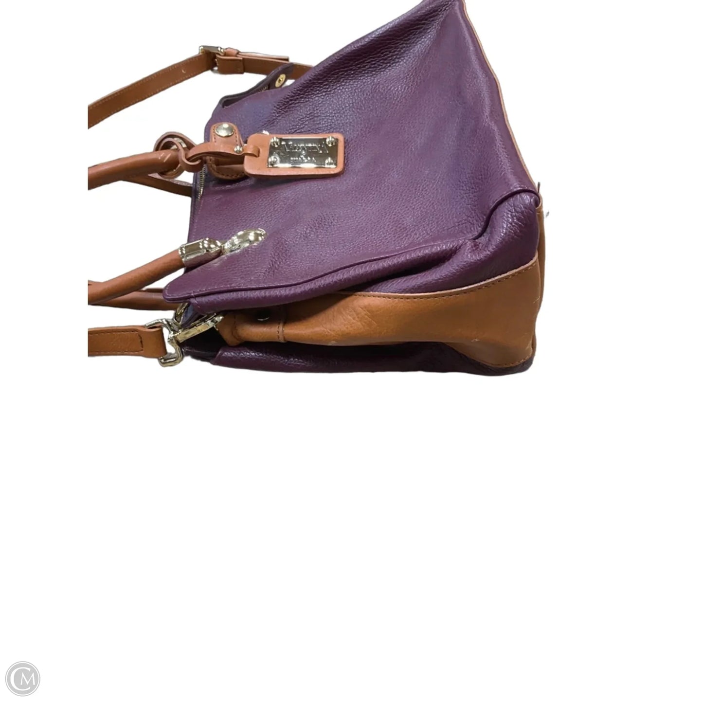 Handbag Leather By Valentina, Size: Medium