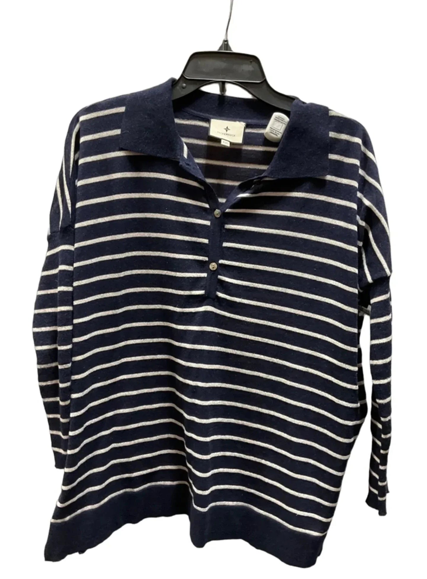 Top Long Sleeve By Tuckernuck In Blue & Cream, Size: Xs