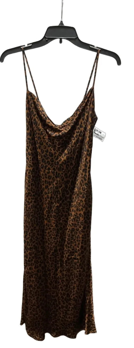 Dress Casual Midi By Good American In Leopard Print, Size: 0