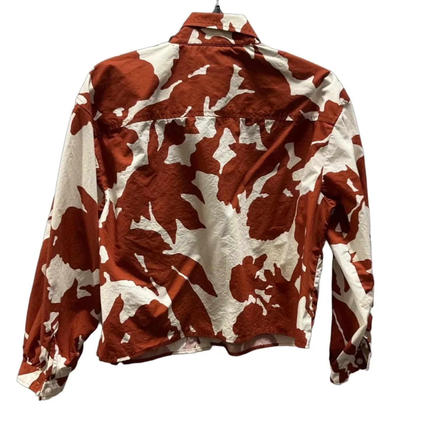 Blouse Long Sleeve By Banana Republic In Red & White, Size: L