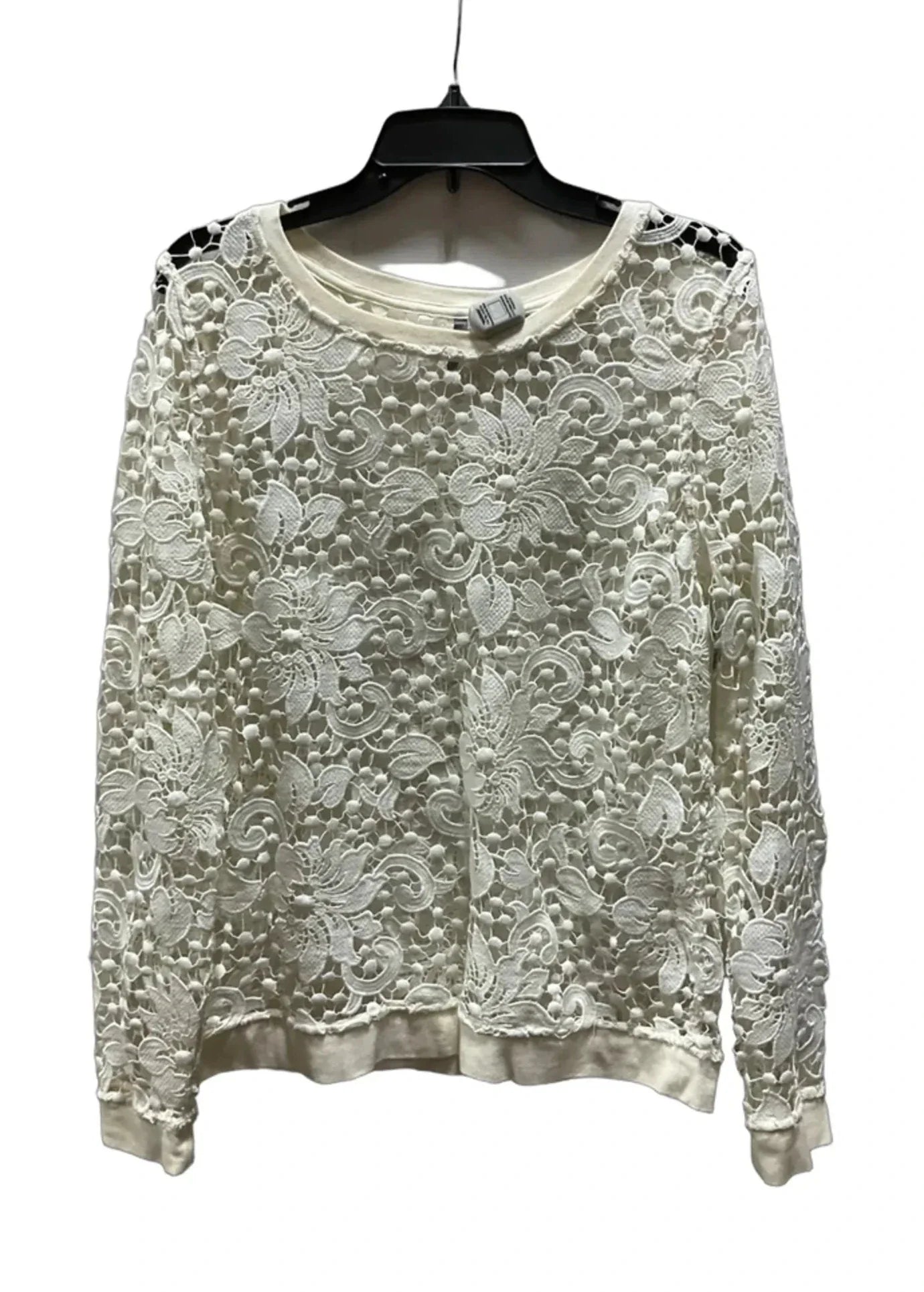 Top Long Sleeve By Chelsea 28 In Cream, Size: L