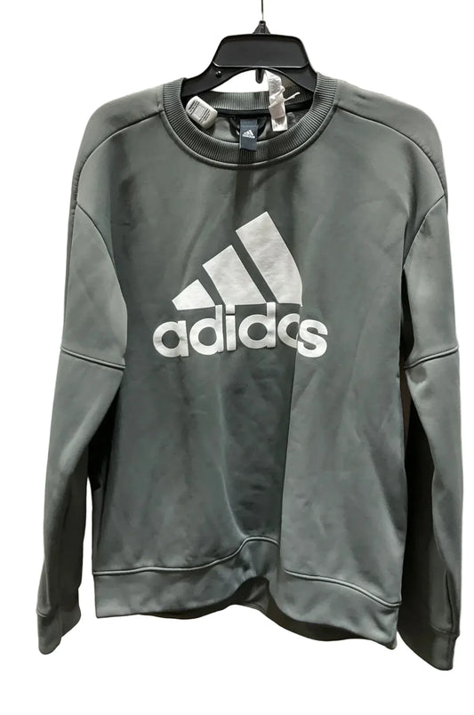 Athletic Sweatshirt Crewneck By Adidas In Grey, Size: L