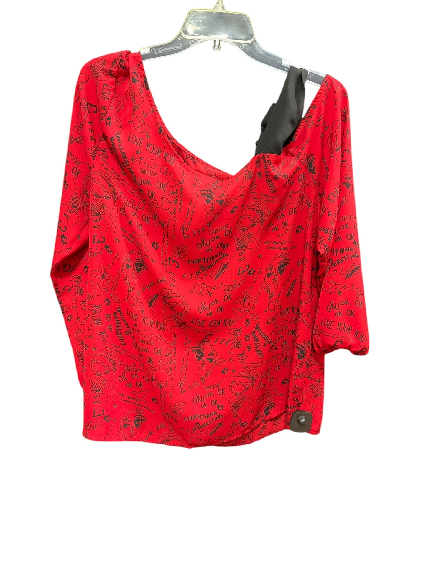 Top Long Sleeve By Torrid In Red Black, Size: L