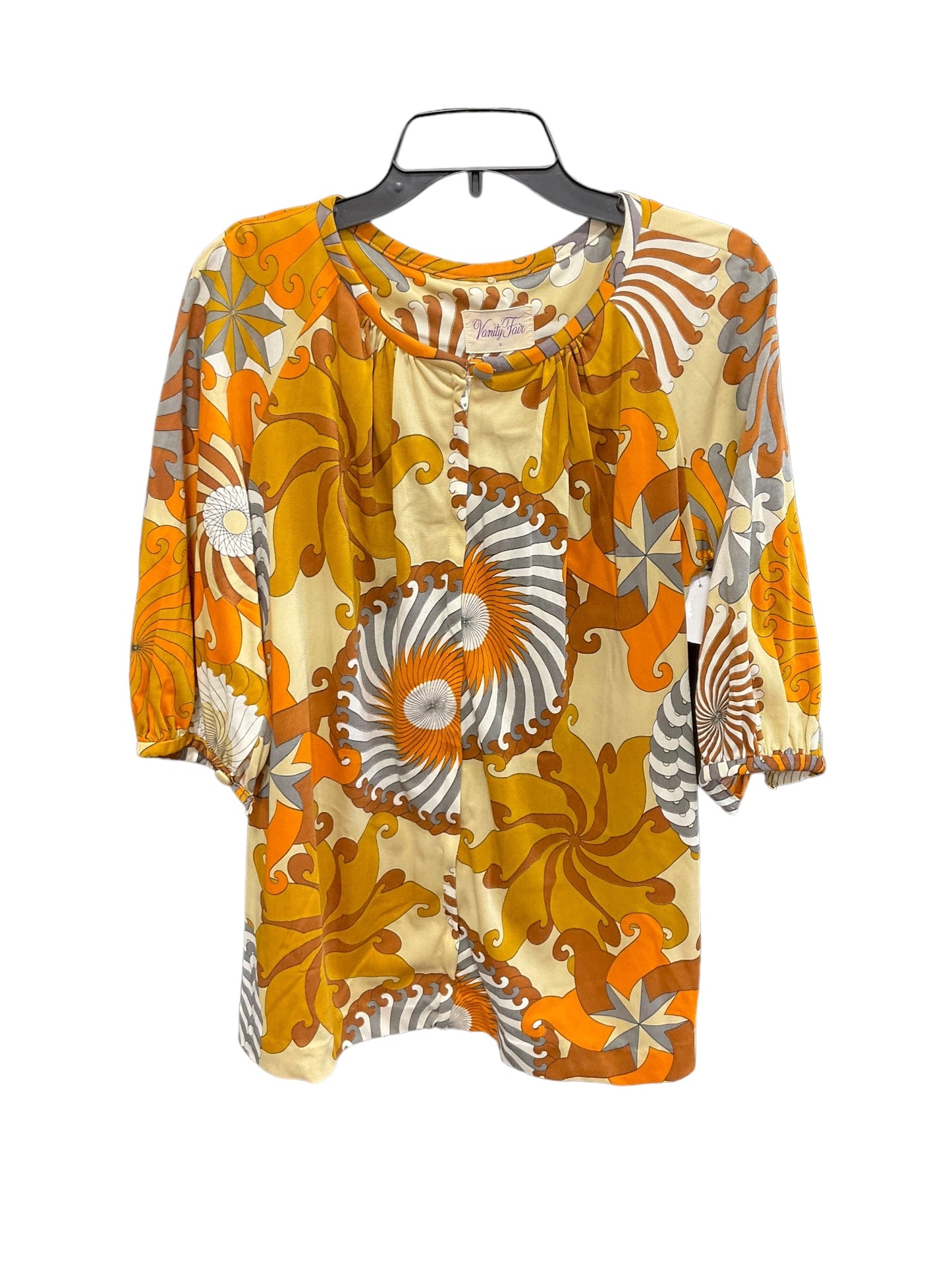 Top 3/4 Sleeve By Clothes Mentor In Orange & Tan, Size: S