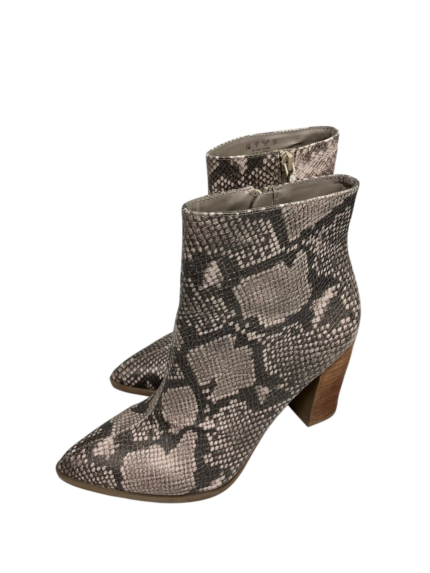 Boots Ankle Heels By Carlos Santana In Snakeskin Print, Size: 7