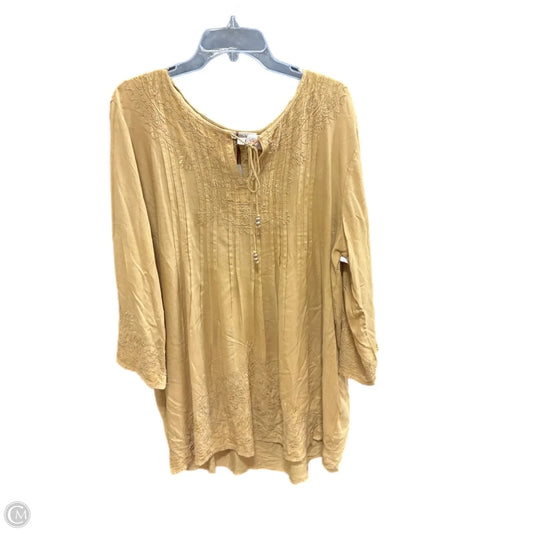 Top 3/4 Sleeve By Cj Banks In Yellow, Size: 2x