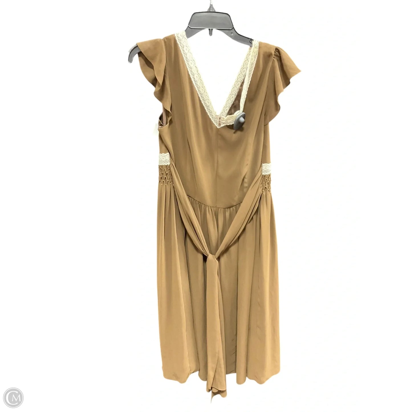 Dress Casual Midi By Liz Claiborne In Brown & Cream, Size: M