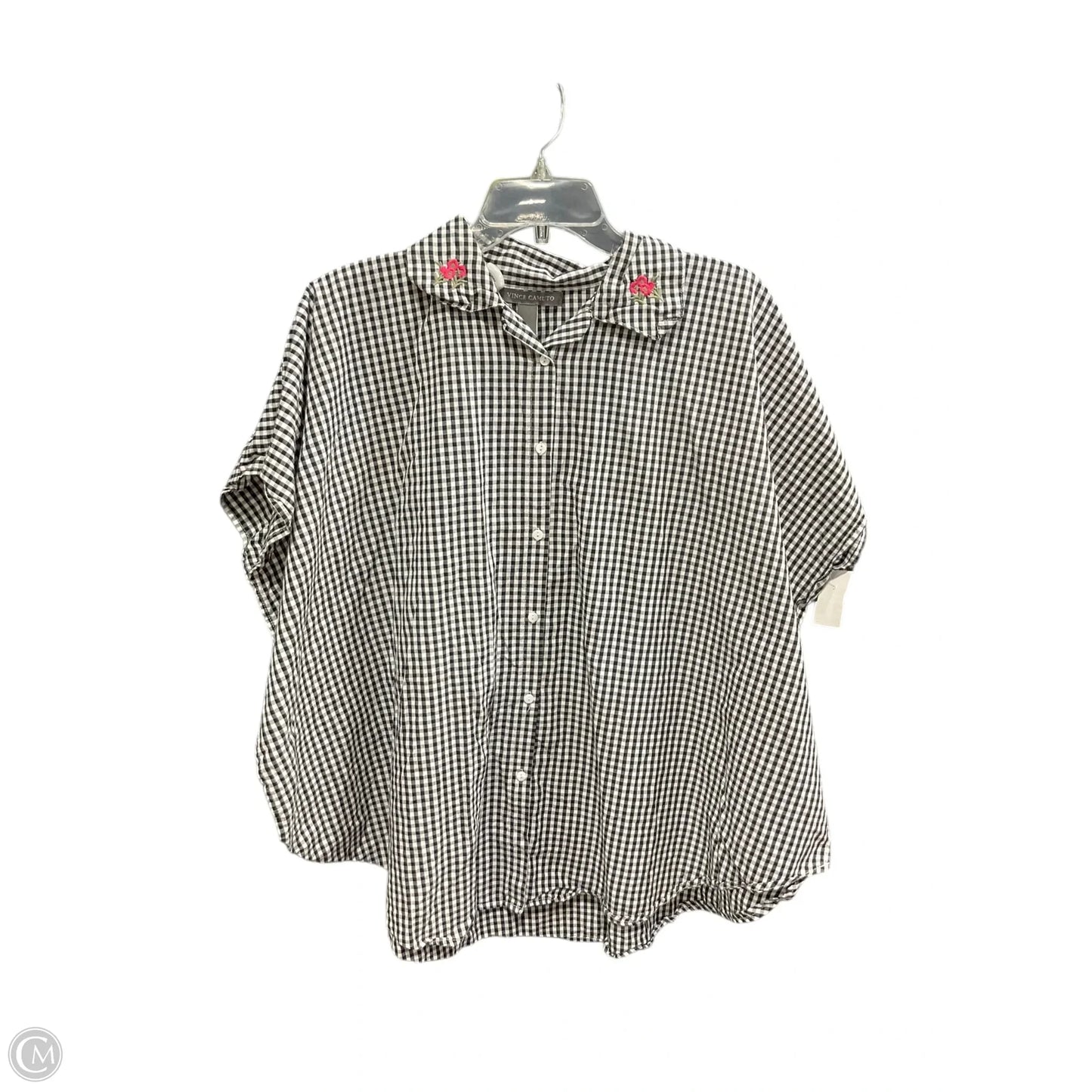 Blouse Sleeveless By Vince Camuto In Plaid Pattern, Size: Osfm