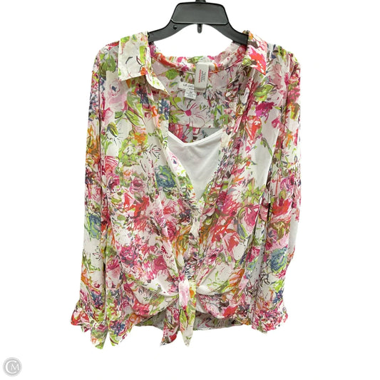 Top Long Sleeve By Liz Claiborne In Floral Print, Size: 2x