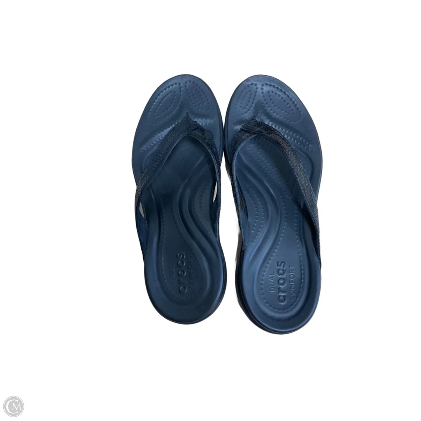 Sandals Flip Flops By Crocs In Black, Size: 9
