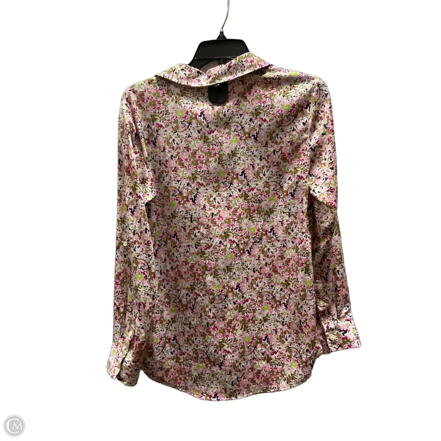 Blouse Long Sleeve By Ann Taylor In Pink & White, Size: Xs