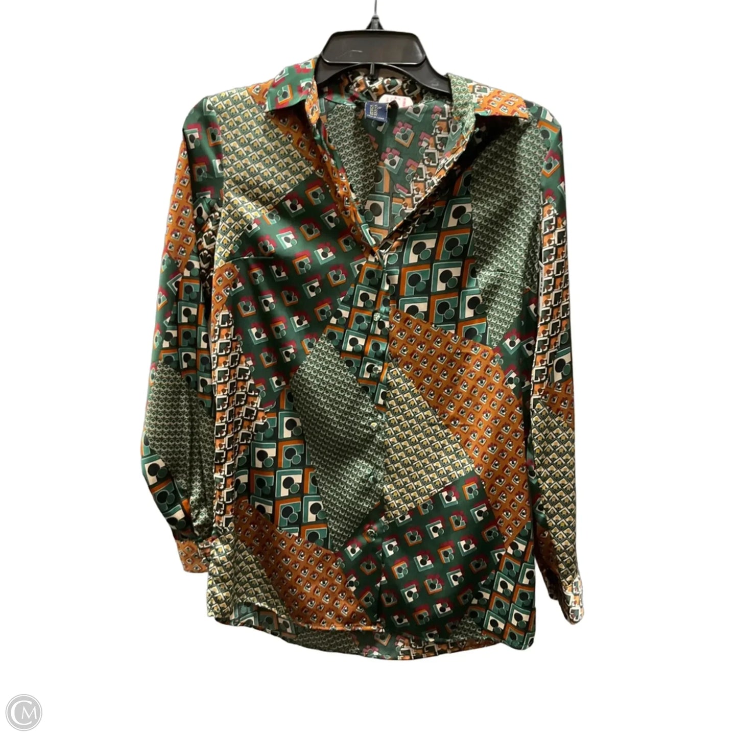 Blouse Long Sleeve By Rachel Roy In Green & Tan, Size: Xs