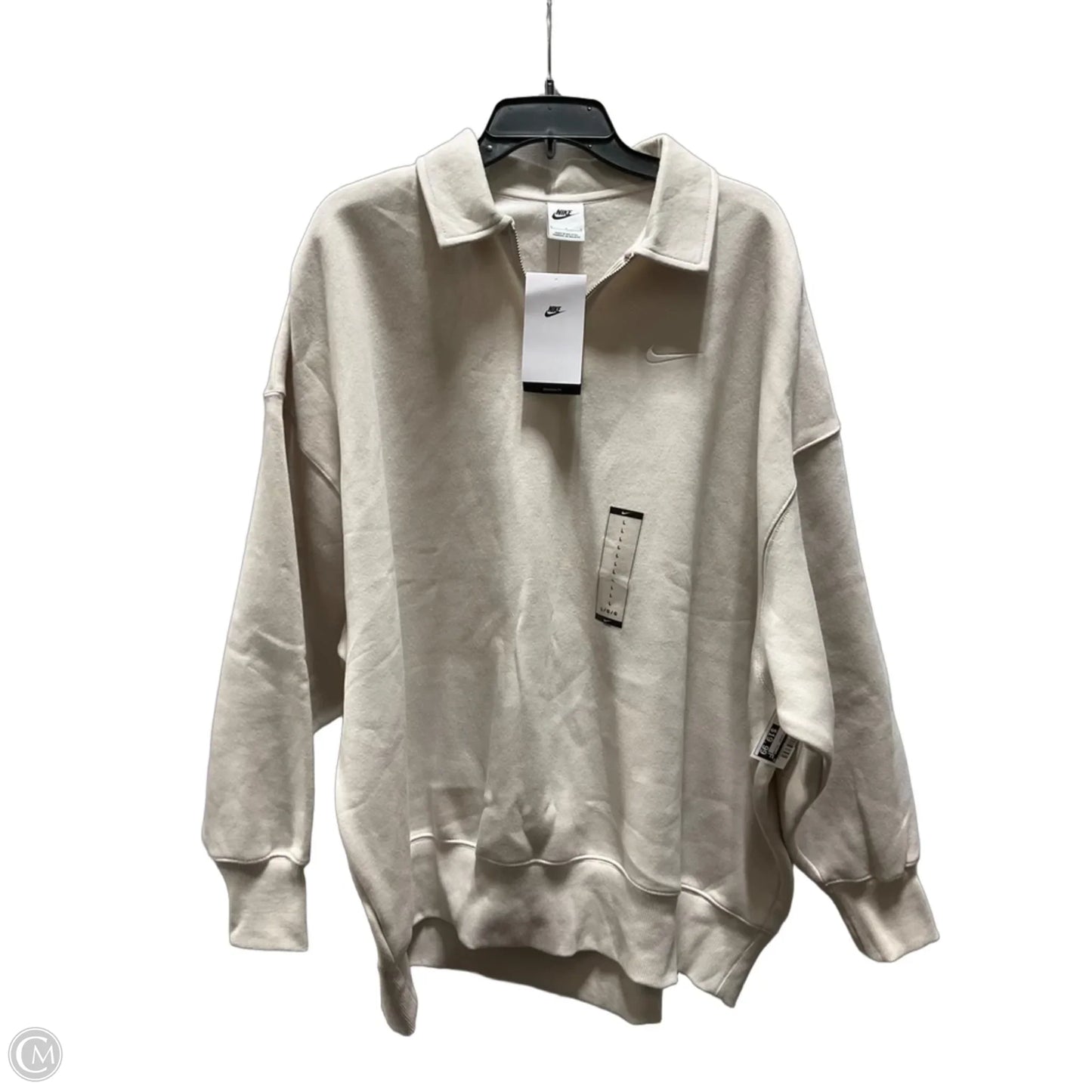 Athletic Sweatshirt Collar By Nike In Tan, Size: L