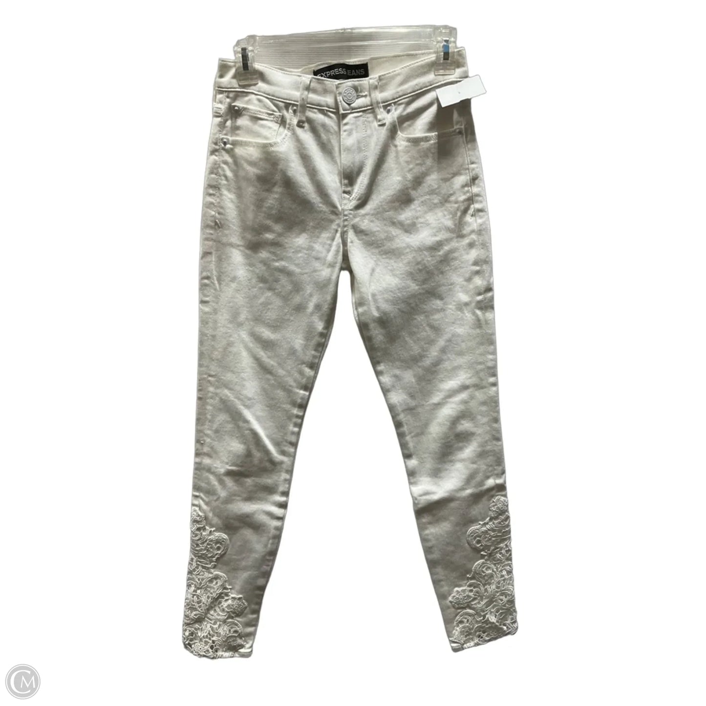 Jeans Skinny By Express In White, Size: 0