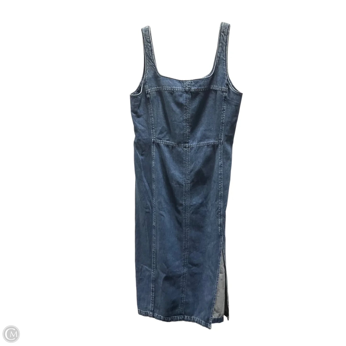Dress Casual Midi By Loft In Blue Denim, Size: M