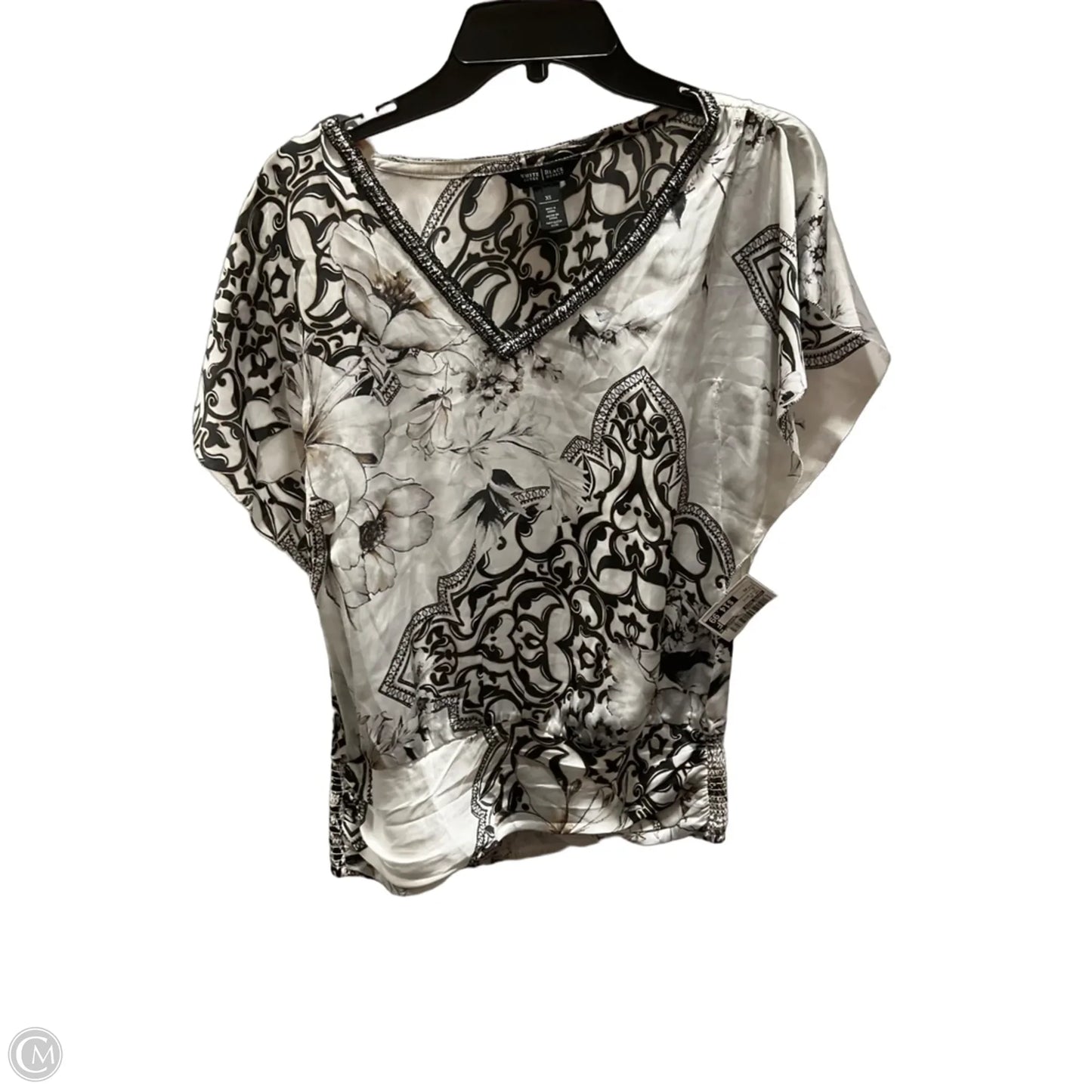 Top Short Sleeve By White House Black Market In Tan & White, Size: Xs