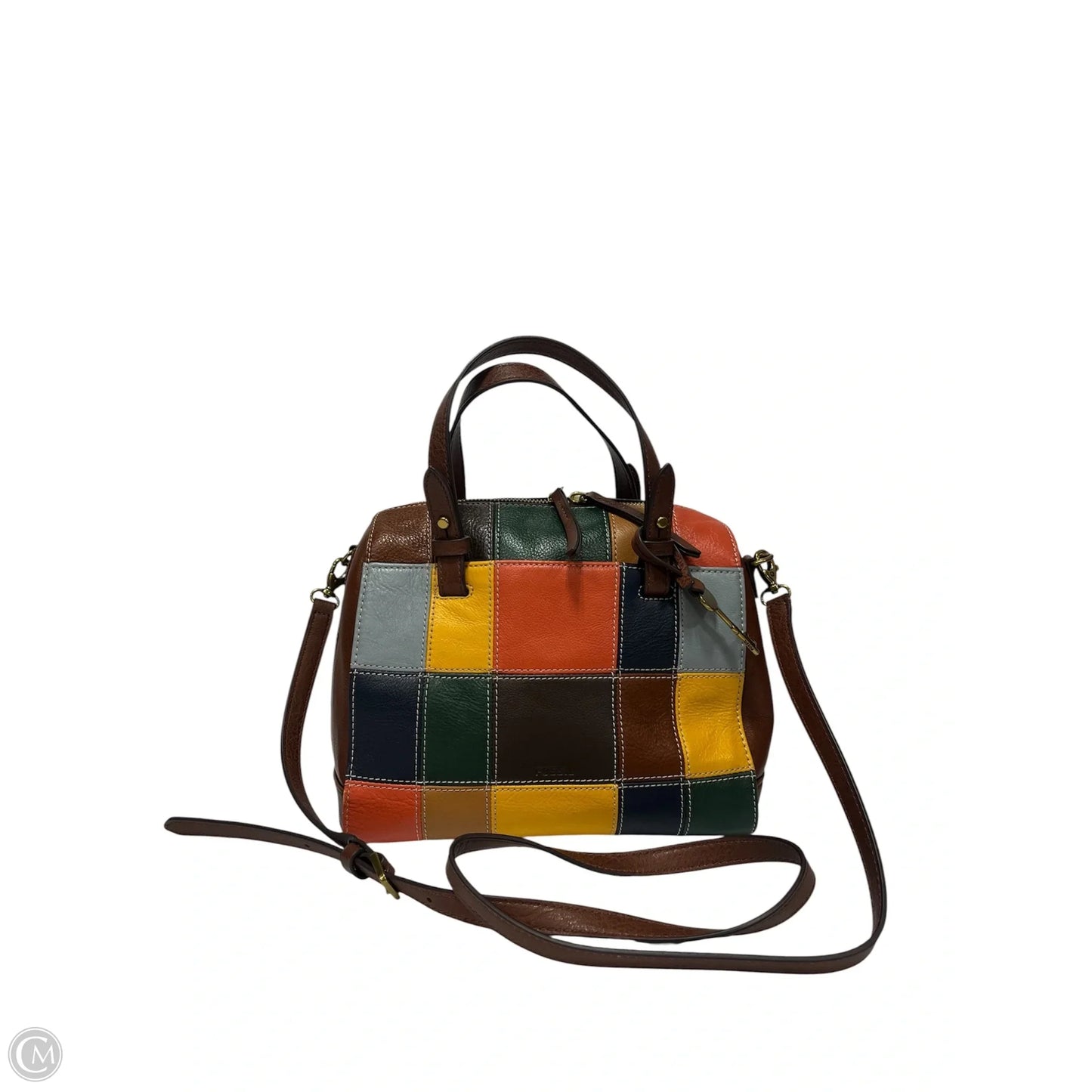 Handbag Leather By Fossil, Size: Medium