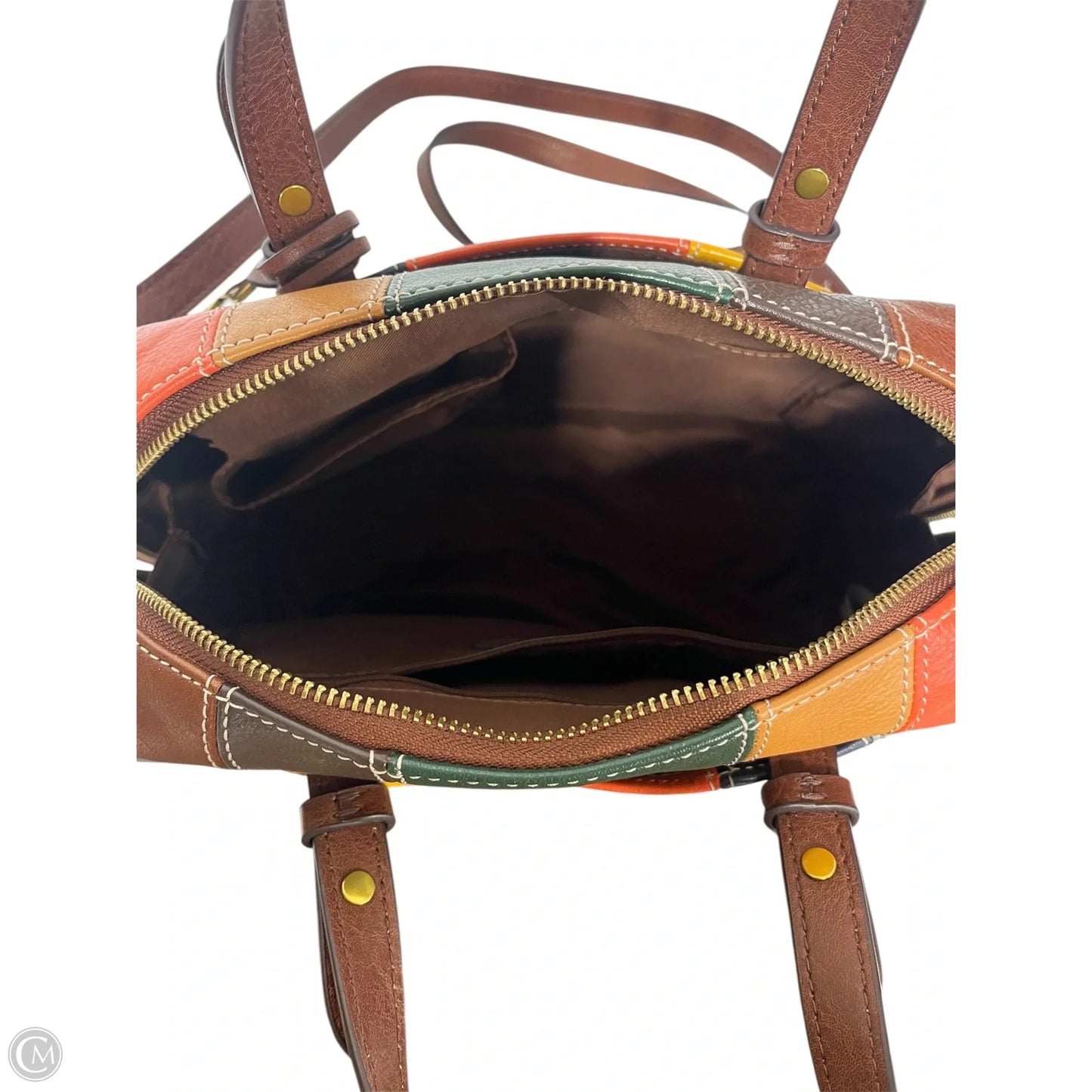 Handbag Leather By Fossil, Size: Medium