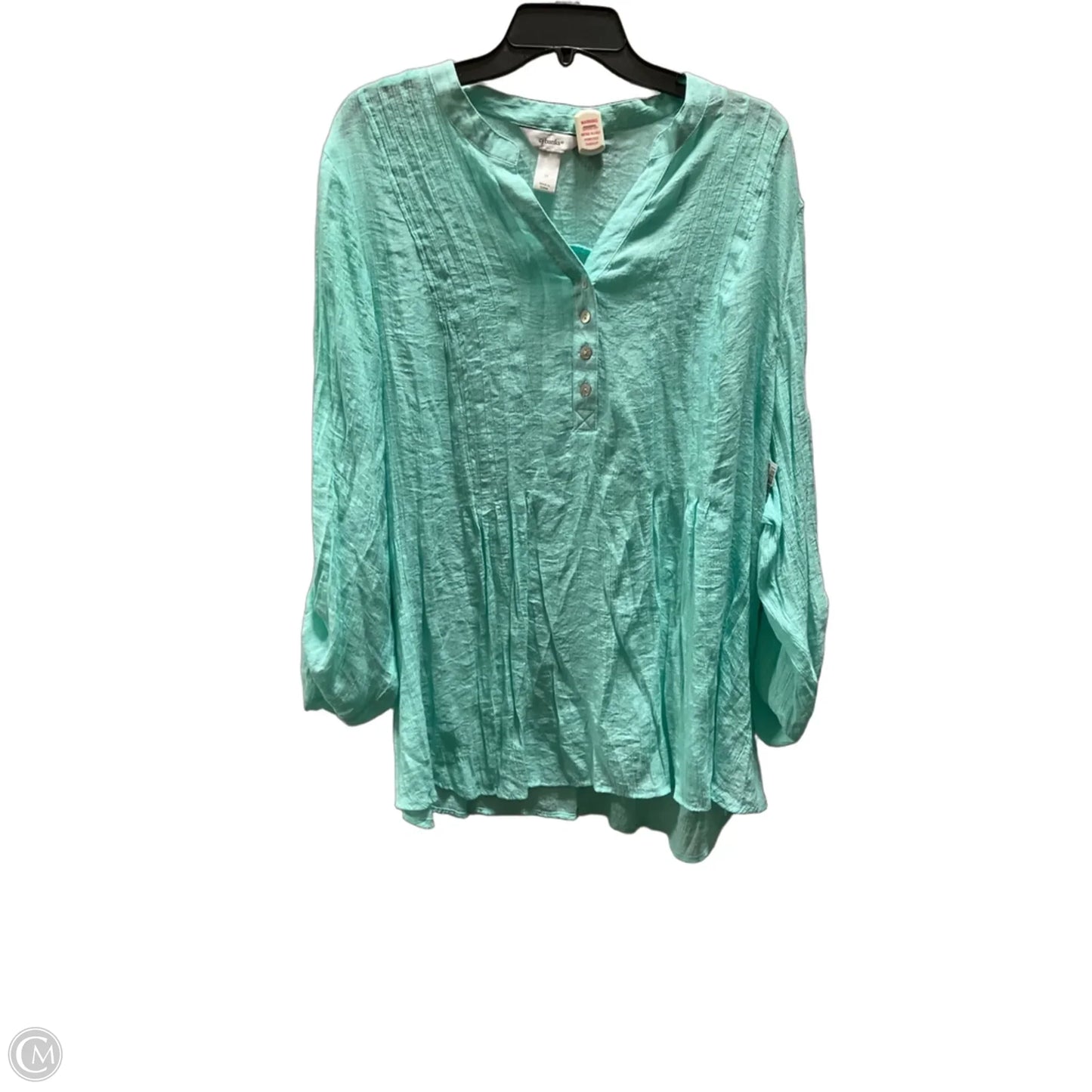 Top 3/4 Sleeve By Cj Banks In Teal, Size: 3x