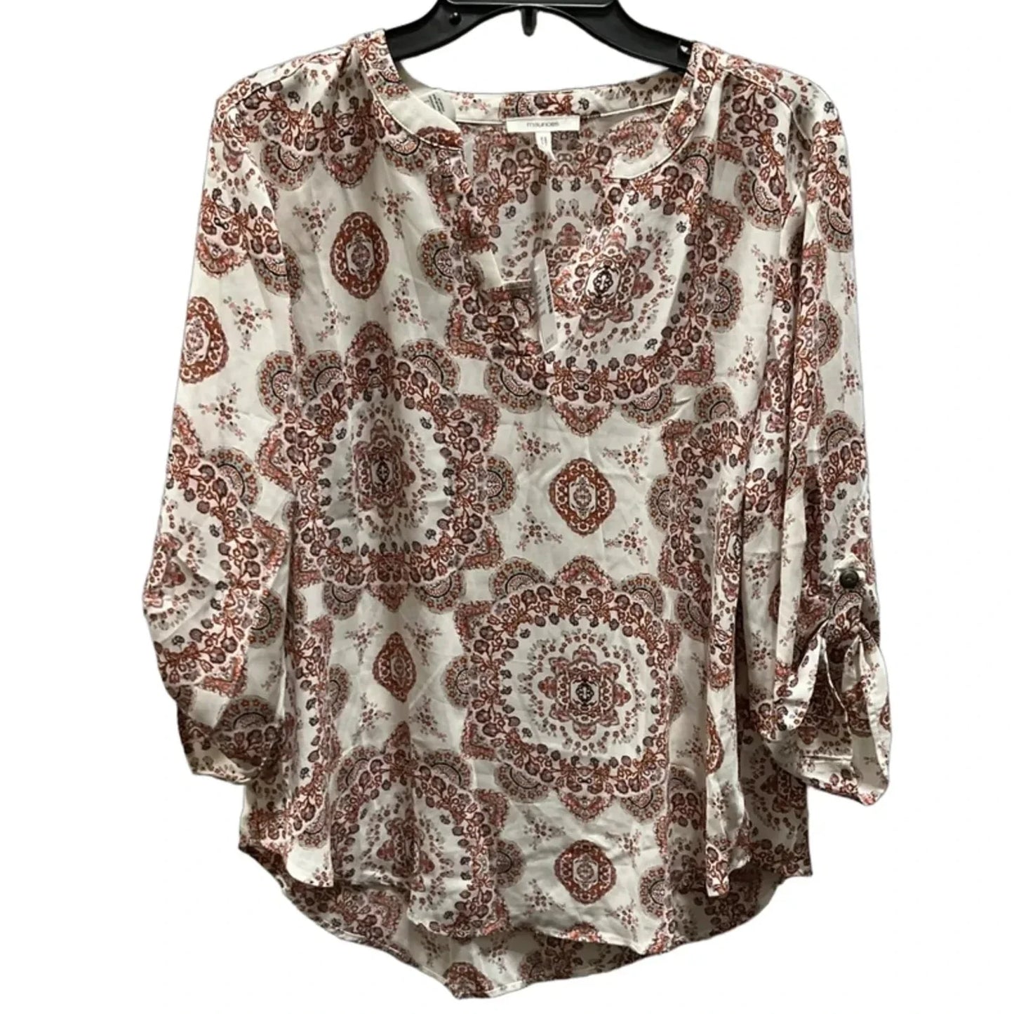 Top 3/4 Sleeve By Maurices In Cream & Orange, Size: L