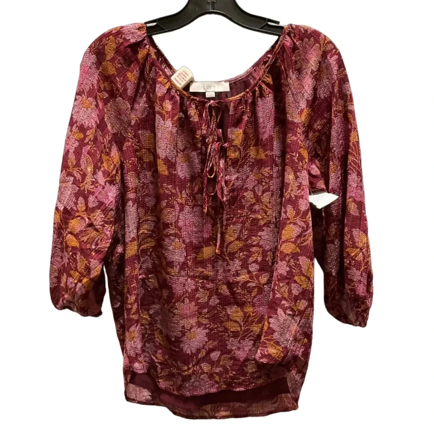 Top 3/4 Sleeve By Loft In Red, Size: M