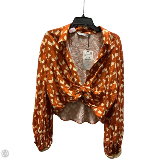 Top Long Sleeve By Zara In Orange, Size: Xl
