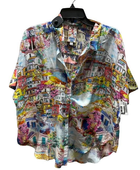 Blouse Short Sleeve By Johnny Was In Multi-colored, Size: S