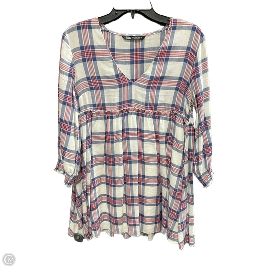 Dress Casual Midi By Zara In Plaid, Size: S