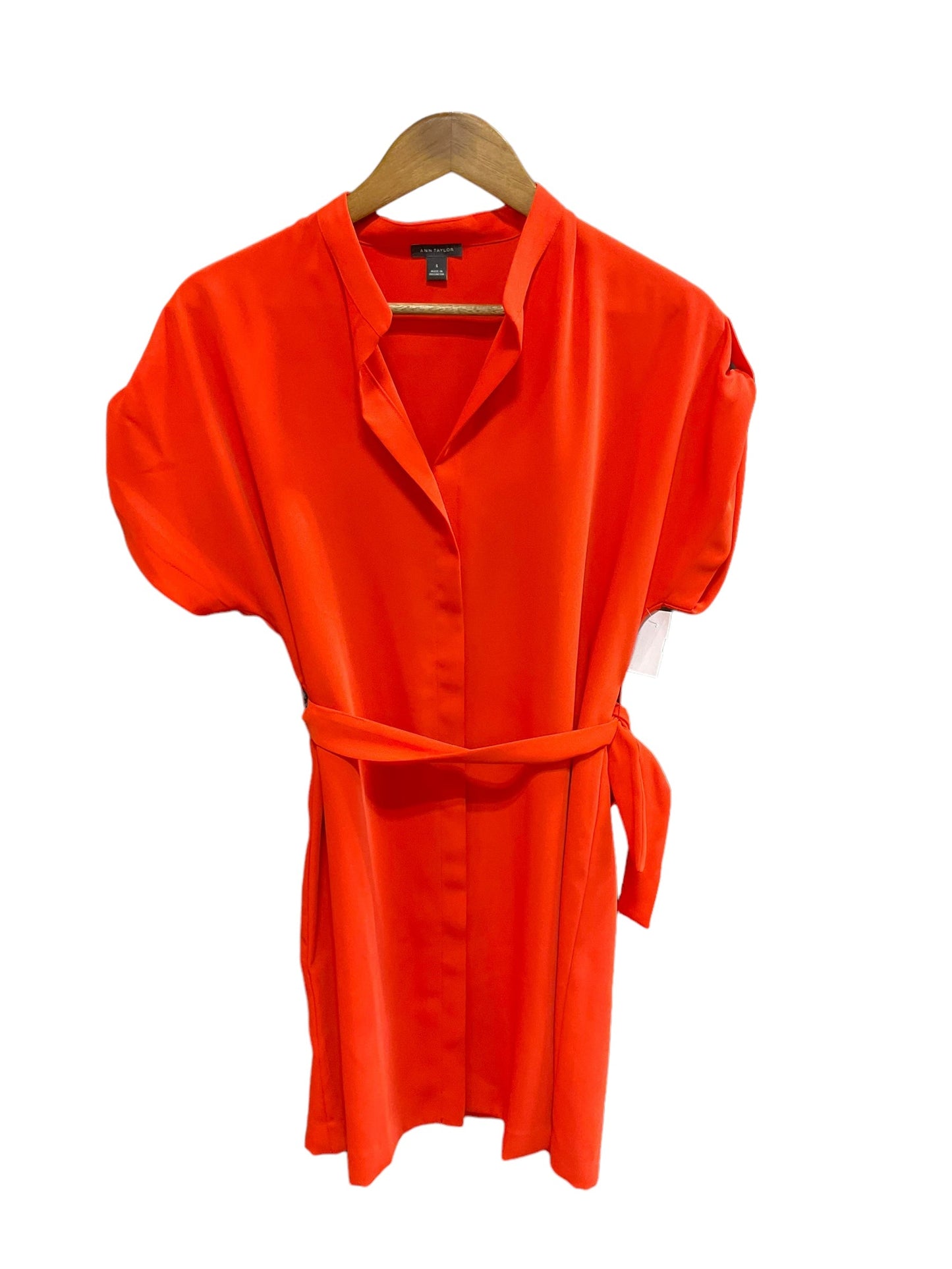 Orange Dress Casual Midi Ann Taylor, Size S