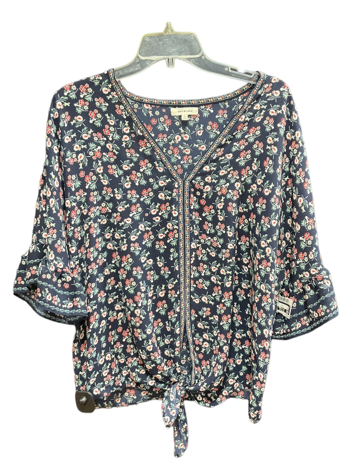 Floral Print Top Short Sleeve Max Studio, Size L