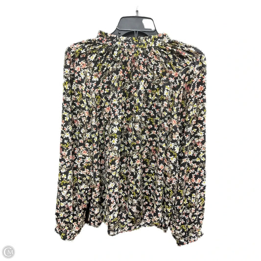 Top Long Sleeve By Loft In Black & Pink, Size: M