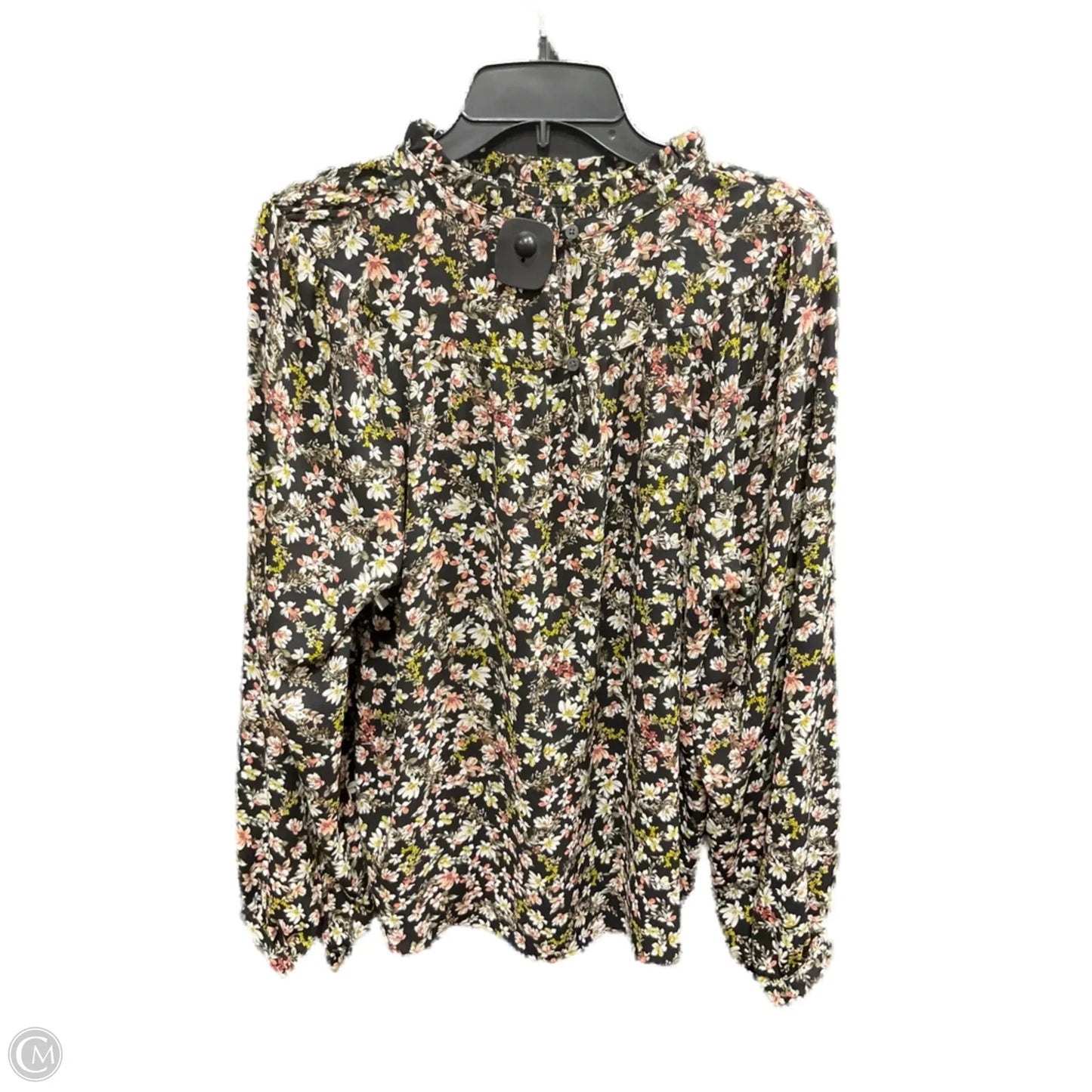 Top Long Sleeve By Loft In Black & Pink, Size: M