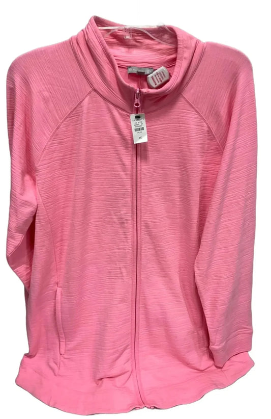 Athletic Top Long Sleeve Collar By Talbots In Pink, Size: 1x