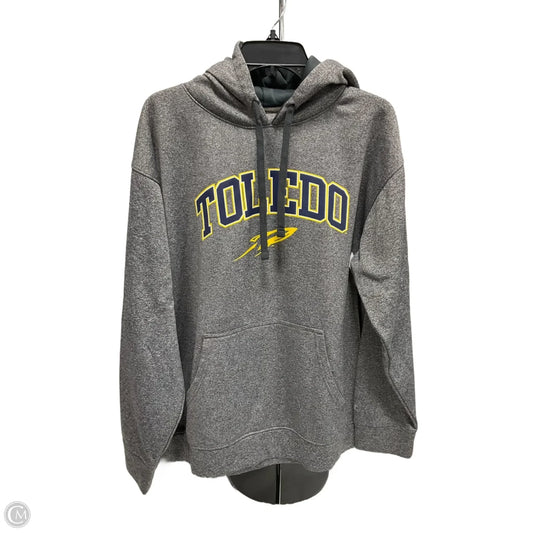 Athletic Top Long Sleeve Hoodie By Champion In Grey, Size: L